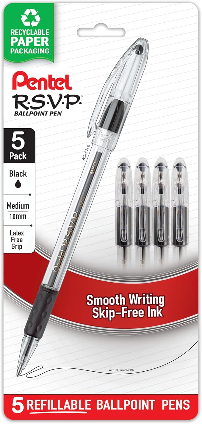 Pentel RSVP Ballpoint Pen, Medium Line by PentelofAmerica