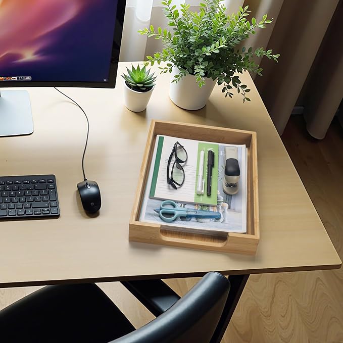 Bamboo Letter Tray, Wood Desk Tray, Wooden Desk Organizer, A4 Paper, Magazine - Image 5