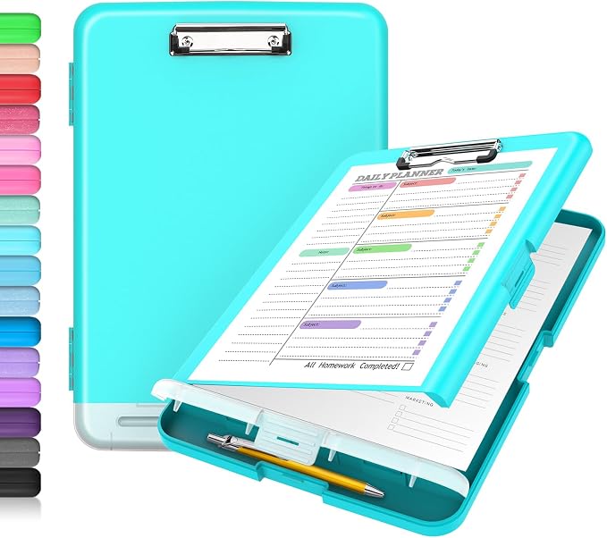 Sooez Clipboard with Storage, Clip Board 8.5 x 11 with Pen Holder, Plastic by Sooez