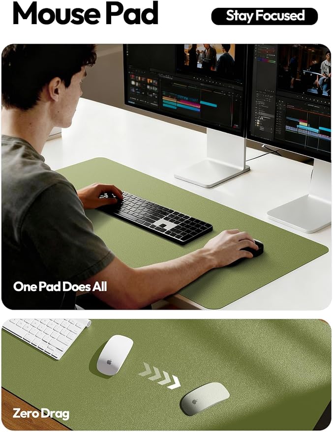 YSAGi Leather Desk Protector, Office Mat, Large Mouse Pad, Non-Slip PU Leather - Image 4