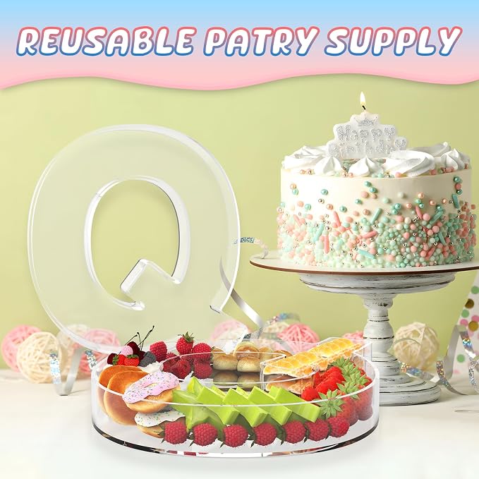 11" Acrylic Letter Charcuterie Box, Reusable Fillable Alphabet Number Shaped - Image 5