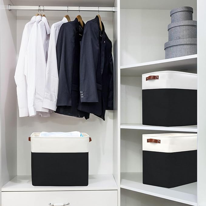 Bagnizer Large Fabric Storage Baskets | 50L Storage Bins, Decorative Linen - Image 2