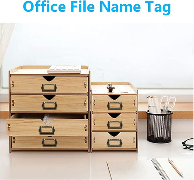 Piutouyar 24Pcs Tag Label Holder Antique Label Holder 80mm x 50mm Metal Name - Image 6