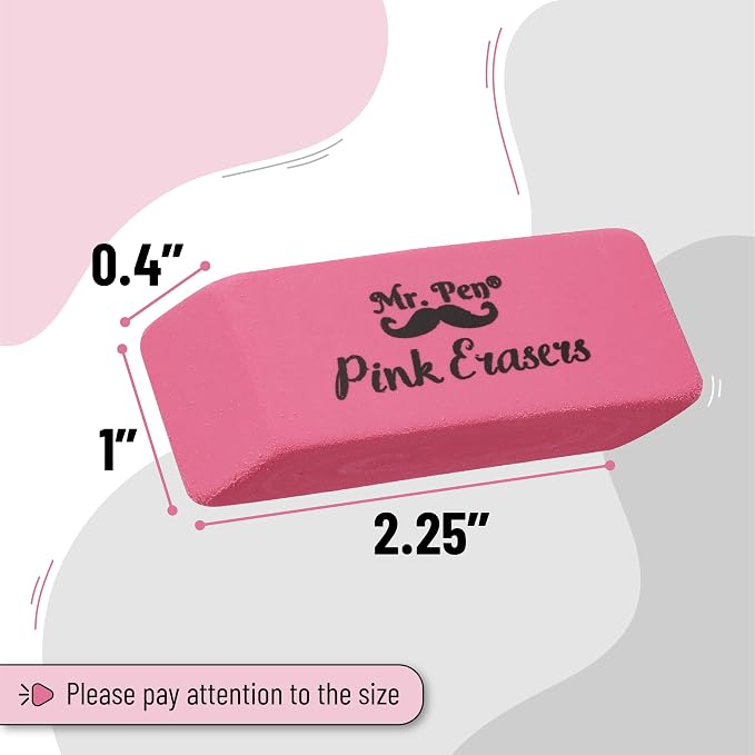 Mr. Pen- Pink Pencil Eraser Bulk, 36 Pack | Large Latex Free Block Erasers - Image 3