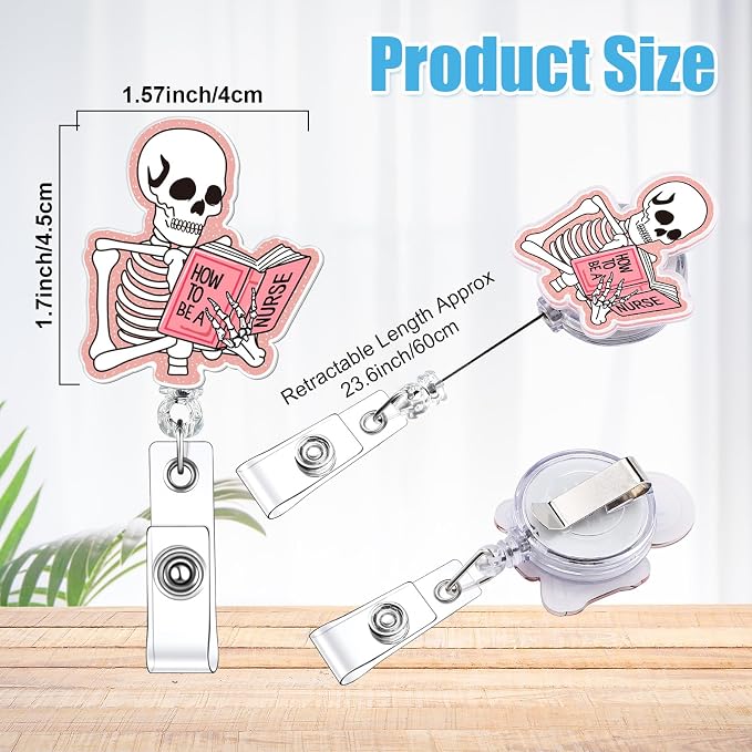 Feifeiya 24 Pcs Funny Badge Reel Nurse Cute Retractable Name ID Clip Badge - Image 2