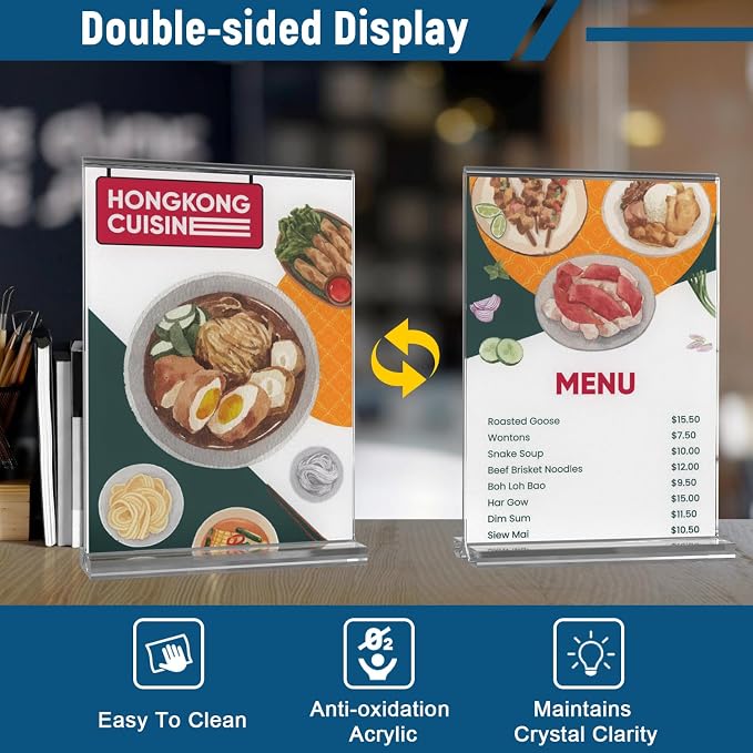 Dynta 24 Pack Acrylic Sign Holder 4x6 Picture Frame Double Sided T Shape - Image 6