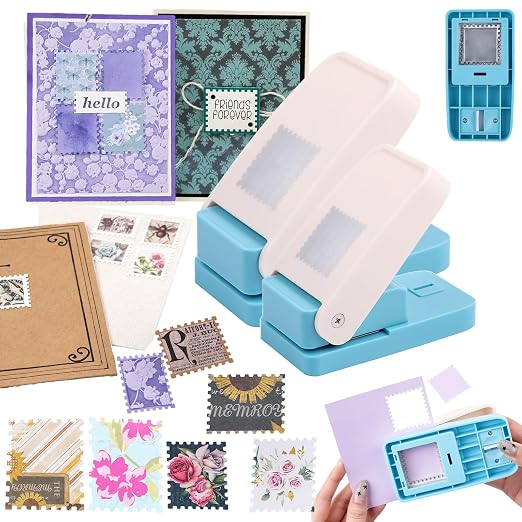 BAOFALI 2Pcs/Set Stamp Puncher 1.5x1.5inch &1x0.8inch Rectangular Postage Stamp by BAOFALI