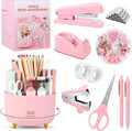 SKYDUE Pink Office Supplies Set, Pencil Holder by SKYDUE