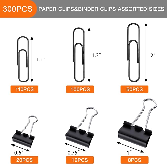 NEEWAY 300pcs Paper and Binder Clips Assorted Sizes - Image 2