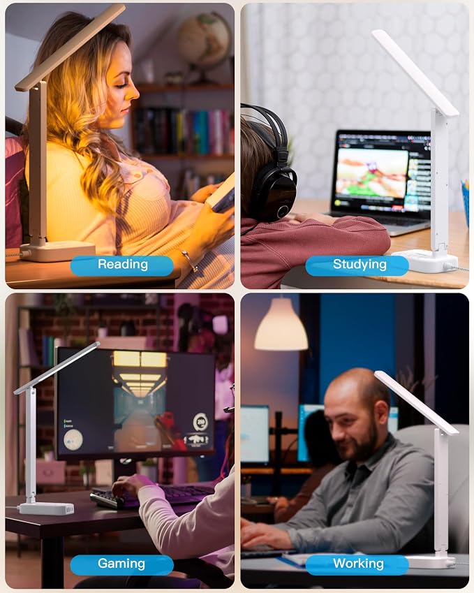 One Beat Small LED Desk Lamp Power Strip 10ft Extension Cord, 3 Outlets 4 USB - Image 7