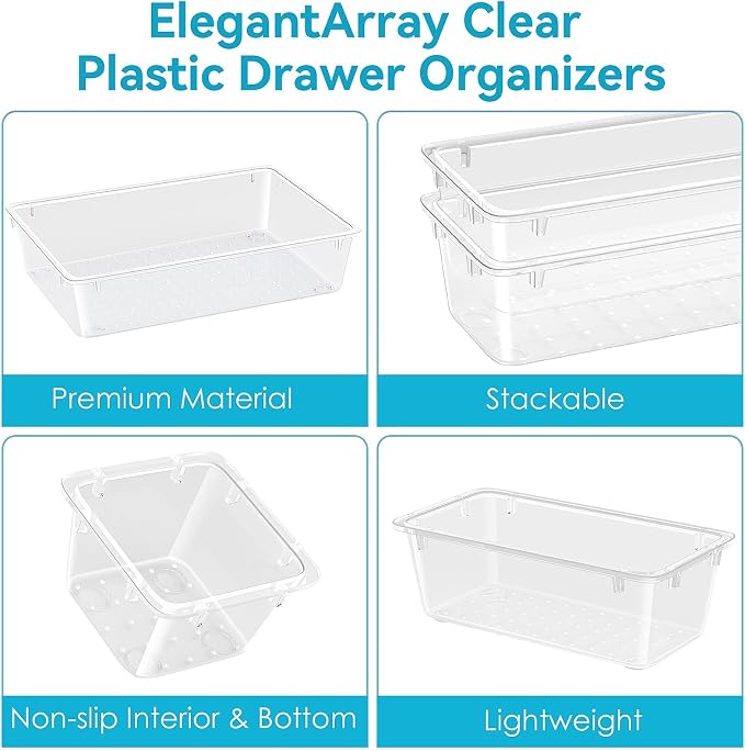 ElegantArray 24 PCS Drawer Organizer Set, 4 Sizes Tool Storage Trays, - Image 4