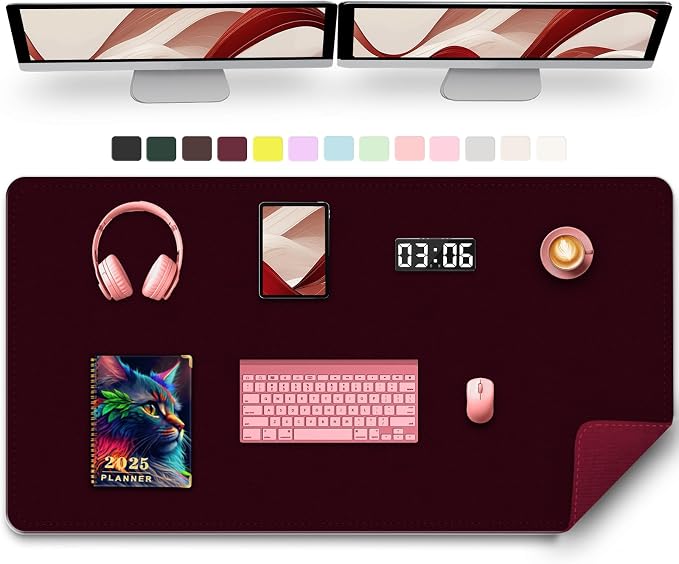 Large Desk Pad, 47.2" x 17" PU Leather Desk Mat by METEOROCK