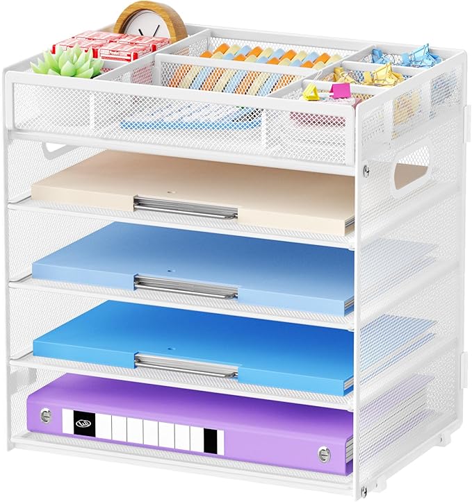 Marbrasse 5 Tier Paper Organizer Letter Tray, Mesh Desk File Organizer by Marbrasse