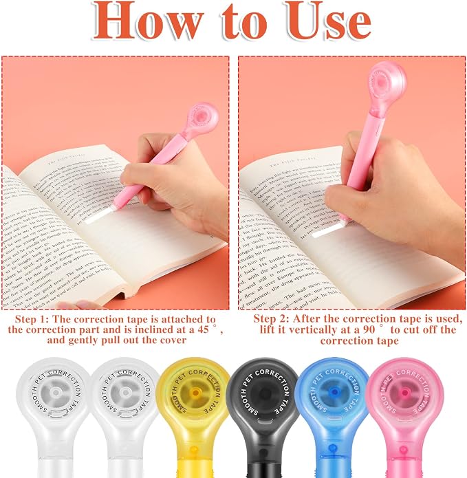 BESARME 6 Pack Correction Tape Pens, 1/5 X 236 Inch | Push pull protective - Image 4