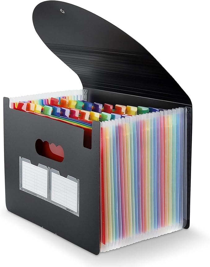 Expanding File Folder, 24 Pocket Accordion A4 Letter Size Portable Document by MAIMIS