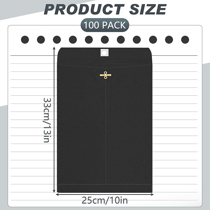 Geyee 100 Pcs Clasp Manilla Envelopes 10 x 13 Inch Gummed Colored Envelopes - Image 2