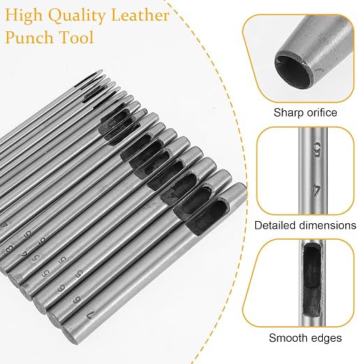 17 PCS Leather Hole Punch, 0.5-7mm Hollow Punch Set Metal Round Leather Punches - Image 2