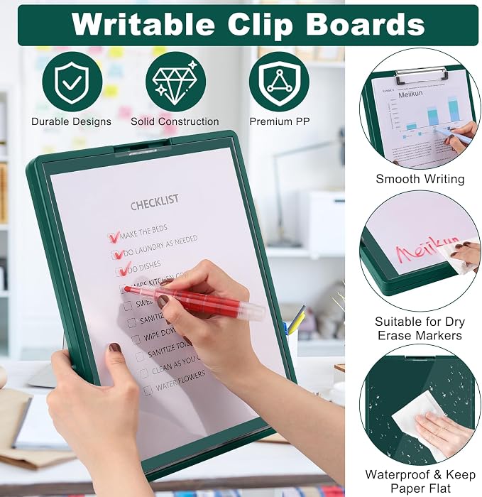 Meiikun Clipboard with Storage, Plastic Clip Boards 8.5x11 Folder with Clear - Image 3