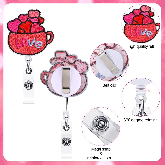 Zonon 8 Pcs Nurse Badge Reels Pediatric Badge Reels Cute Felt Retractable Funny - Image 5