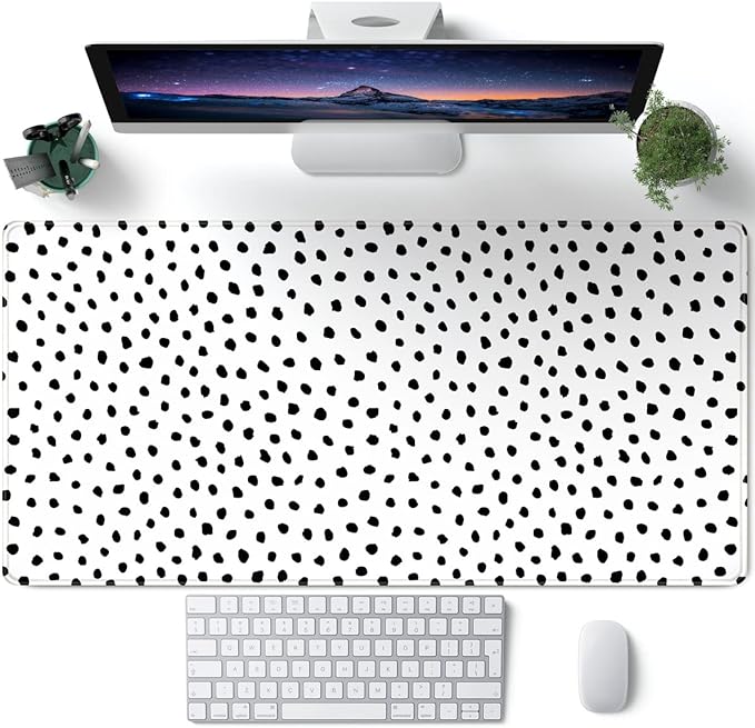Boho Desk Mat, Polka Dot Large Mouse Pad Desk Pad Boho Desk Accessories by CYZFF
