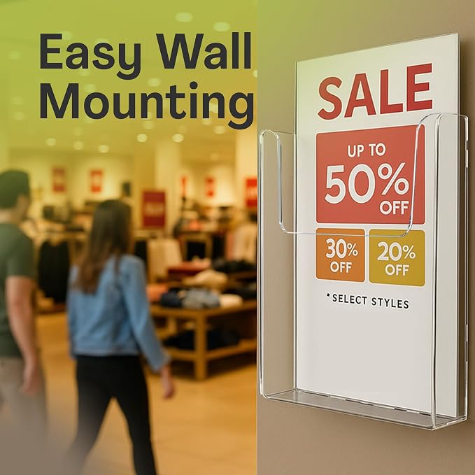 Acrylic Brochure Holder for Wall Mounting, Literature Holder for Magazines - Image 5