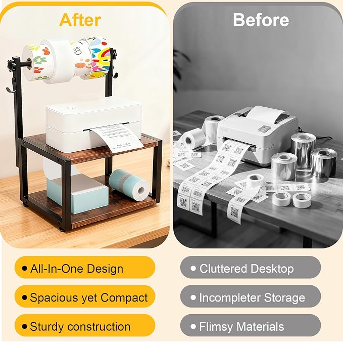 Printer Label Holder for Thermal, Adjustable Screws for Label Sticker | - Image 3
