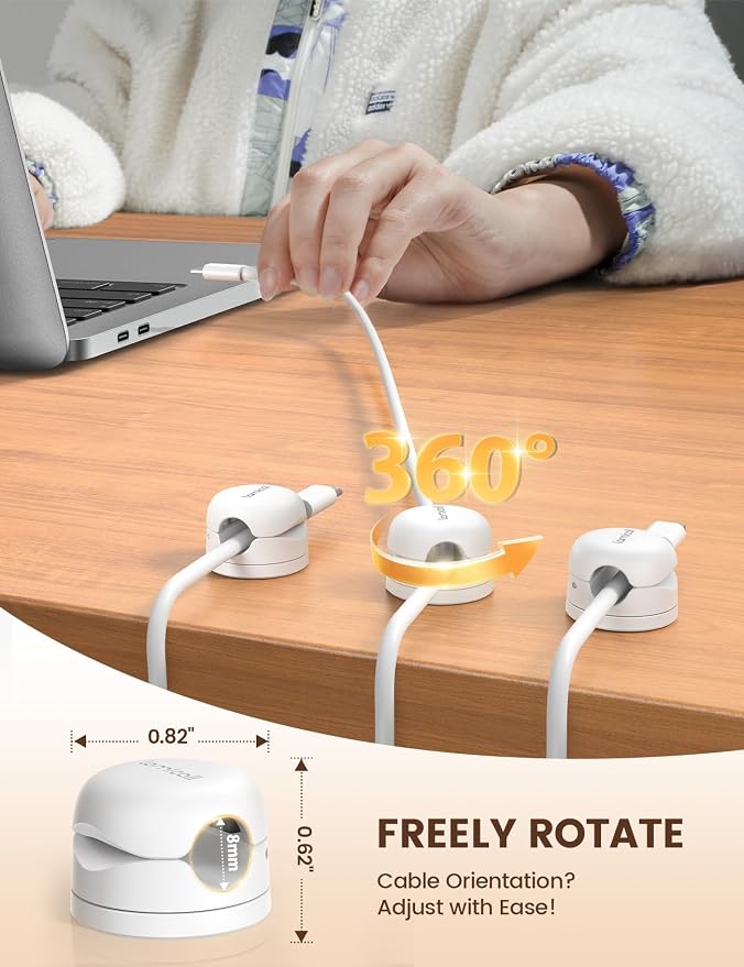 Lamicall 6Pack Rotatable Cord Organizer Cable Clips - Image 2