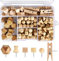 128Pcs Wood Push Pins, Thumb Tacks by Dorbetar