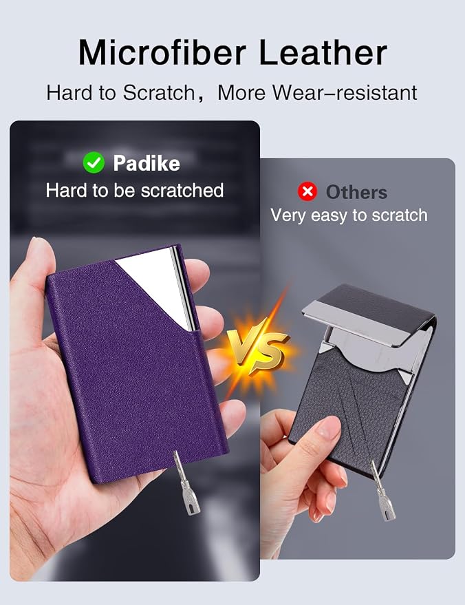 Padike Business Card Holder, Upgraded Leather Business Card Case Pocket Card - Image 3