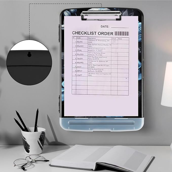 Clipboard with Storage, Heavy Duty Plastic Storage Clipboard with Low Profile - Image 4