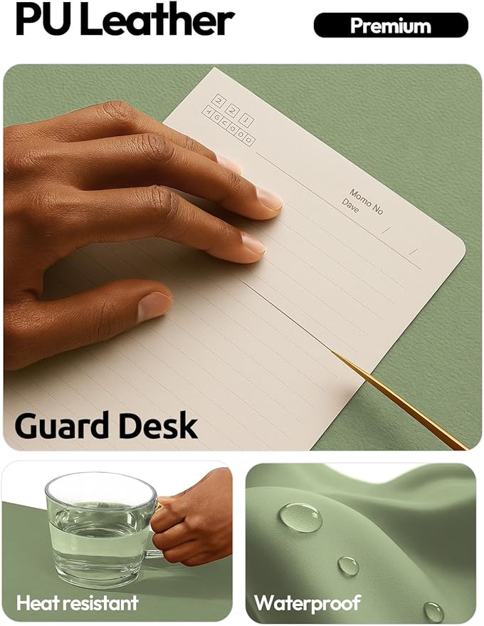YSAGi Leather Desk Pad Protector, Office Desk Mat, Large Mouse Pad, Non-Slip PU - Image 4