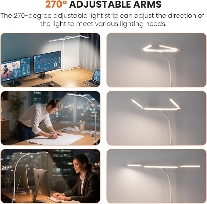 LED Desk Lamp for Office Home, Adjustable 3 Head Computer Monitor Light - Image 3
