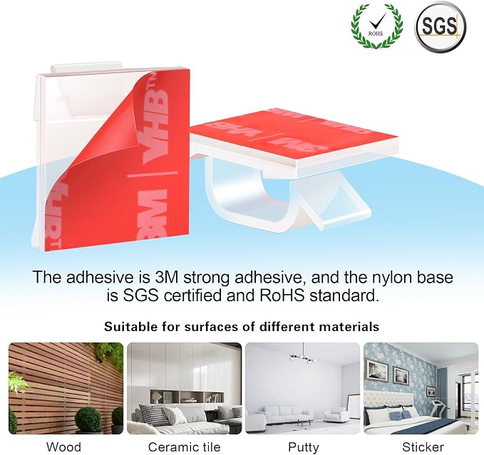 120PCS XHF Adhesive Cable Wire Clips Clear, Outdoor Christmas Light Clips - Image 3