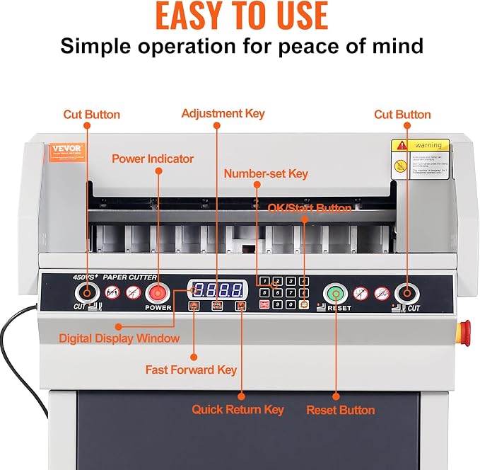 VEVOR Electric Hydraulic Paper Cutter, Heavy Duty Paper Cutter Machine - Image 3