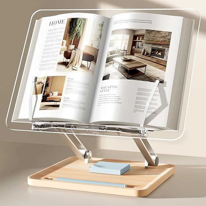 Adjustable Acrylic Book Stand for Reading, Book Holder by UPERGO