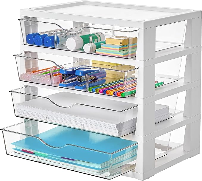 Vtopmart Clear Plastic Desk Organizer, 4-Tier Assemble Desktop File Organizer by Vtopmart