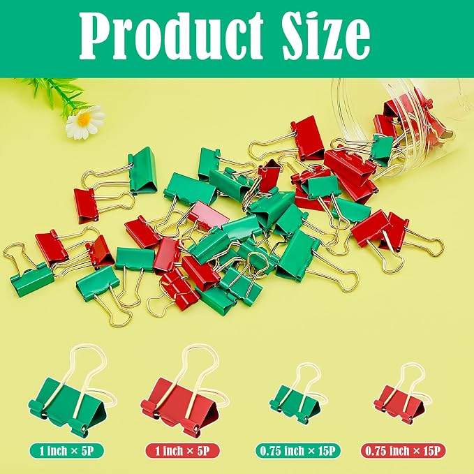 BAYTORY 40Pcs Binder Clips Colored, Binder Clips Assorted Sizes, - Image 3