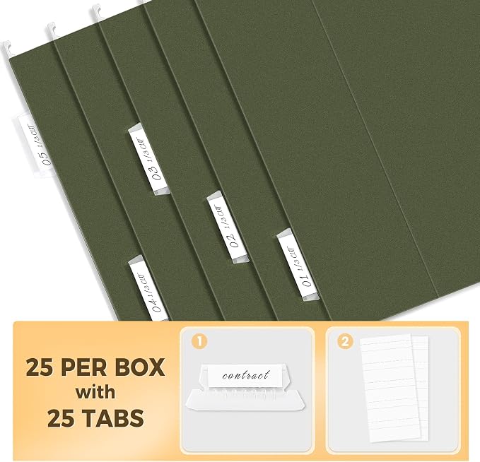 SUNEE Hanging File Folders, 25 Pack Reinforced Hang Folders Letter Size - Image 3
