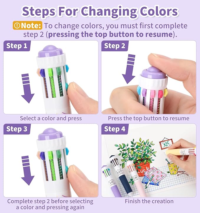 6 Pack Multicolor Pens, 10-in-1 Colored Ballpoint Pen, 57 Colors, 0.8mm Fine - Image 5