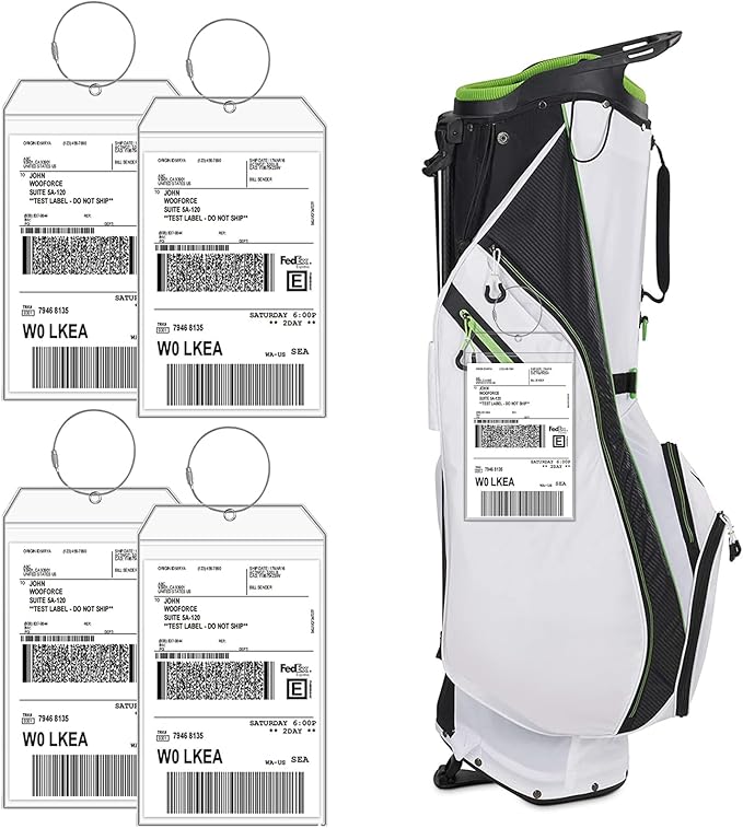 Fowecelt 4 Pack Extra Large Golf Luggage Tag 9" x 6" Travel Luggage Bag Plastic by Fowecelt