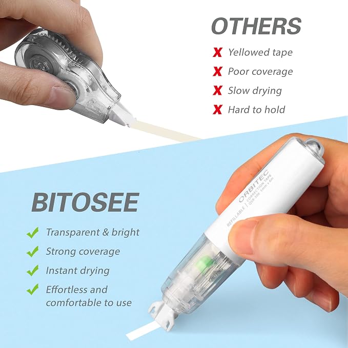 Refillable Retractable White Correction Tape, Mini Small Japan Aesthetic Cute - Image 4