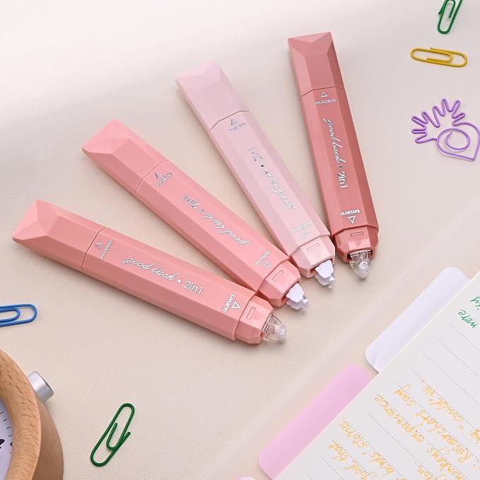 Temiary 4 Pcs 2 in 1 White Correction Tape and Double Sided Roller Set - Image 6