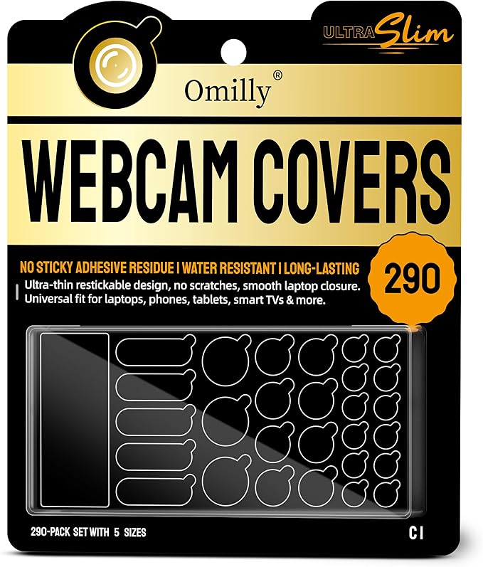 Webcam Covers 290 Pack 10 Sheets, Ultra Slim Black Matte Vinyl Reusable Camera by Unknown