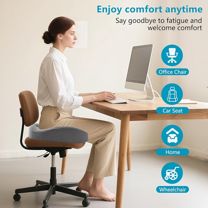 Seat Cushions for Office Chairs & Hip Pain Relief, Extra-Dense Coccyx Cushion - Image 4