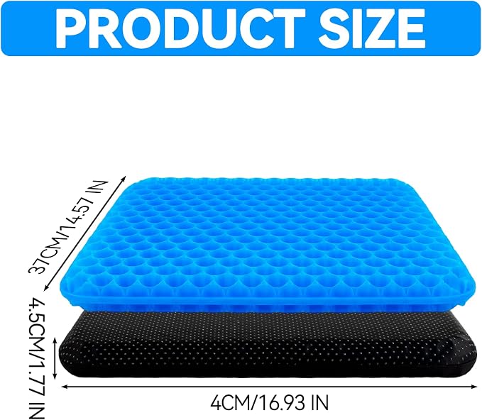Large Gel Seat Cushion for Long Sitting – 15"x17"x1.8" Thick, Circular Gel Grid - Image 2
