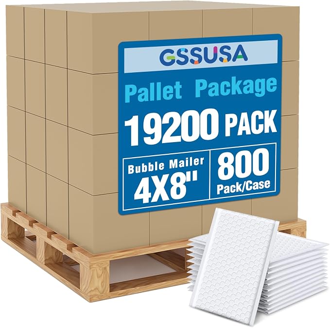 GSSUSA White Bubble Mailers 4x8 Inches 19200 Pack, Usable Size 4X7" Bubble by GSSUSA