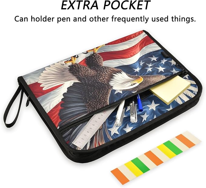 Expanding File Folder Bald Eagle American Flag Old Accordion File Organizer 13 - Image 6