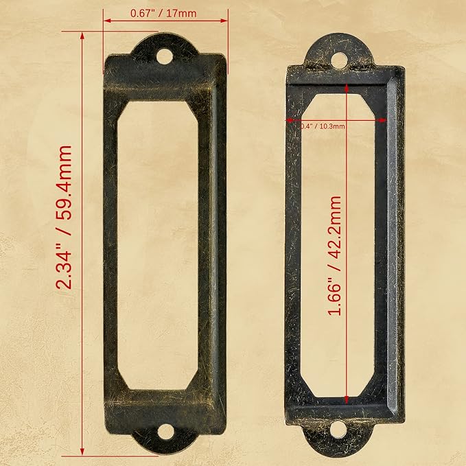 Antique Label Holder, 2.3 Inch, Office File Cabinet Shelves Drawer, Name Card - Image 4