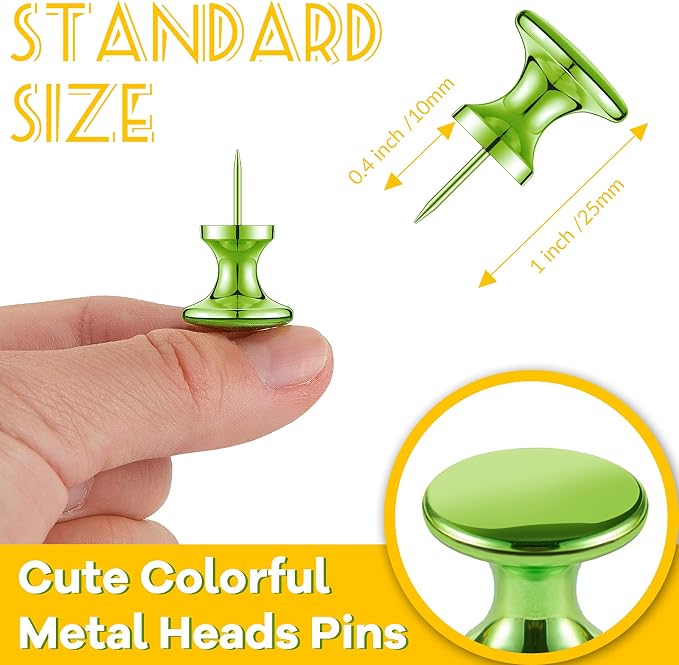 Outus 100 Pcs Giant Push Pins Large Thumb Tacks Metal Heads 1 Inch Jumbo Push - Image 2