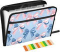 Expanding File Folder Pink Bow Blue Pattern Accordion File Organizer 13 Pockets by ALAZA